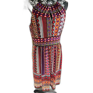 Maggy London Keyhole Cutout Halter Geometric Print Multicolor Dress Size 12